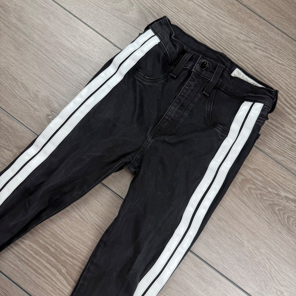 Rag & Bone Women Skinny Jeans Tuxedo Side Stripe Black 24
